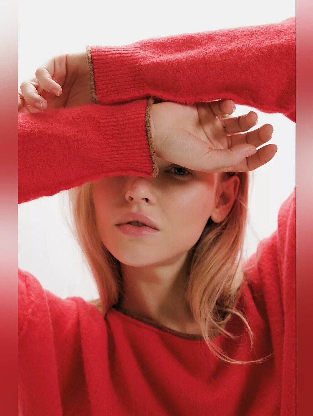 🪷NWT Free People See Me SoftSpun Pullover In High Risk Red Combo, XL 🌙 - Picture 4 of 16